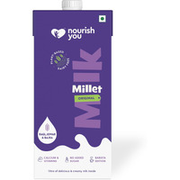 Nourish You Plant Based Millet Mlk with goodness of Ragi, Jowar, Bajra & Oats |Lactose Free | Dairy Free | Anti-biotics free | Preservatives free | Healthy Vegan Creamy Mlk Unsweetened | No-added sugar | 1 L