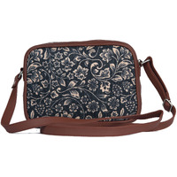 ZOUK Handmade Vegan Leather FloMotif Print Women's Sling Bags With Adjustable Shoulder Strap