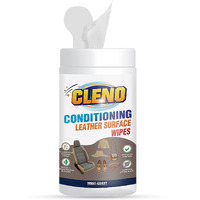 Cleno Conditioning Leather Surface Wet Wipes For Sofas/Bags/Leather Clothes/Car Seat/leather Interior/Luggage/Briefcases/Shoes/Handbags Restores polish & Gives Shine - 50 Wipes (Ready to Use)