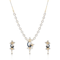 Estele 24 Kt Gold Plated Peacock Shaped in American Diamond Necklace Set for Women