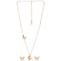 Yellow Chimes Pendant Set for Women Butterfly Surgical Steel 18K Real Rose Gold Plated Pendant Set for Girls and Women