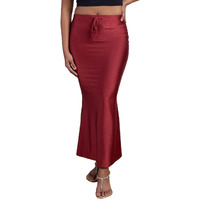 NYKD Everyday Saree Petticoat for Women - Shapewear with Drawstring, Side Slit, Mermaid Cut - Saree Shapewear, NYOE01, Maroon, L, 1N