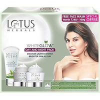 Lotus Herbals White Glow Day & Night Pack Cream with Face wash, Aloe Vera, 220g (Pack of 1)