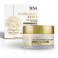 SESA 8% Kumkumadi Kesar Day Cream 50g SPF 20 & PA++ Skin Brightening Ayurvedic Face Moisturizer Face Cream Protection from Sun Damage Hydrating Cream with Saffron Lotus Sandalwood for Woman and Men, 50 gm