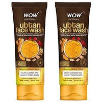 WOW Skin Science Ubtan Face Wash with Chickpea Flour, Turmeric, Saffron, Almond Extract, Rose Water & Sandalwood Oil - No Sulphate, Parabens, Silicones & Color - Pack of 2 - Net Vol 200mL