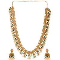 VOYLLA Gold Opulence Pearl Beaded Ethnic Jewellery Set