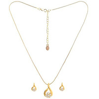 Estele 24 Kt Gold Plated Flower in American Diamond Necklace Set for Women