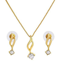 Estele Solitaire American Diamond Necklace set with Chain for women