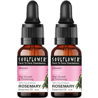 Soulflower Rosemary Essential Oil for Hair Growth, Nourishment, Thick & Strong Hair, Moisturising Skin | Clinically Tested & Ecocert Certified Organic 100% Pure, Natural| Pack of 2 15ml Each