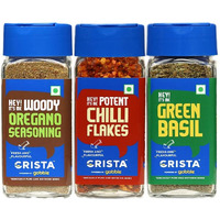 CRISTA Basic Italian Spices Combo Pack | Chilli Flakes x 1, 30 gms | Basil x 1, 15 gms | Oregano Seasoning x 1, 50 gms | Pack of 3 | Zero added Colours, Fillers, Additives & Preservatives