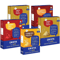 CRISTA Kitchen Ground Spices (Masala) Basics Combo | Dhaniya Jeera Powder 500g x 2, Turmeric Powder x 1, 100g, Kashmiri Chilli Powder x 1, 500g, Reshampatti Powder x 1, 500g | Pack of 5