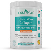 Neuherbs Skin Glow Marine Collagen Powder Supplement For Men & Women - 200g (Orange Flavour) | With Hyaluronic Acid, Vitamin E & C, Biotin | Supports Skin Glow & Wrinkle Free