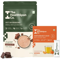 The Healthspan Co. 2 Weeks Weight Management Package for Men & Women | Gut Nourishing Meal Replacement Shake 425gm Belgian Chocolate and Probiotic Based Metabolic Mix (3gm X 15 sachets), Orange | No Added Sugar| Protein & Fiber Rich