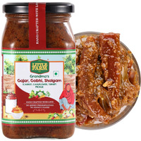 THE LITTLE FARM CO Punjabi Mixed Pickle - Gobhi Gajjar Shalgum ka Achar | Less Oil Mustard Base Homemade Mixed Pickles with Jaggery | No Added Preservatives & Flavours | Traditional Recipe, 450g