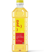 Jivo Cold Pressed Chemical Free Sunflower Oil |For Roasting, Frying, Baking All types of Cuisines |High in Antioxidants, Tasteful and Healthy| 1 Litre (Pack of 1)