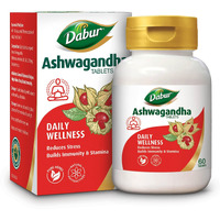 Dabur Ashwagandha Tablets - 60 tabs | General Wellness Tablets | Stress Relief | Rich in Antioxidants | Immunity Booster | Rich in Antioxidants | Rejuvenates Body