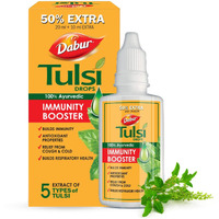 Dabur Tulsi Drops : 30ml (20ml + 10ml Free) | Contains Extracts of 5 Rare Tulsi | Boosts Immunity | Cough And Cold Relief | 100% Ayurvedic | Builds Respiratory Health