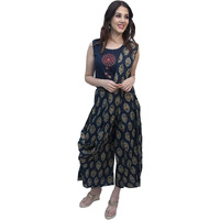 Vahson Indo Western Printed Regular Slim Fit Sleeveless Rayon Blue Palazzo Pant One Minute Saree