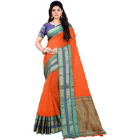 SWORNOF Womens kota doria Cotton SAREE (SW119_Orange)