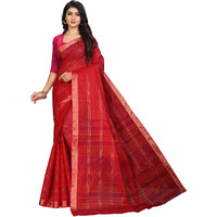 RATAN Pure Cotton Printed Mul Mul Saree for Women without Blouse Piece (BLR-2102_Red)