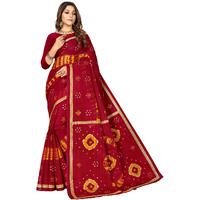 Ratan Womens Plain Cotton Saree Without Blouse Piece (Hrt-5709_Red)