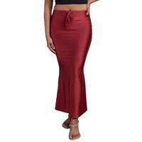 NYKD Everyday Saree Petticoat for Women - Shapewear with Drawstring, Side Slit, Mermaid Cut - Saree Shapewear, NYOE01, MAROON, M, 1N