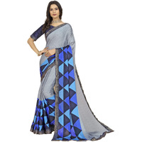 rangita Women Abstract Printed Moss Georgette Saree With Blouse Piece - Grey