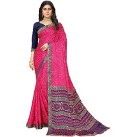 rangita Women Bandhej Printed Moss Georgette Saree With Blouse Piece - Pink (SIZE 5.5 MTR)