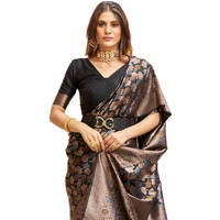 SWORNOF Womens Kanjivaram Soft Silk Saree Patola saree With Blouse Piece (WINE)