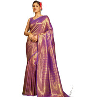 SWORNOF Womens Kanjivaram Banarasi Silk Saree Kanchipuram Patola saree (WINE)