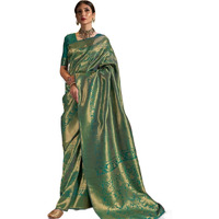 Swornof Womens Chanderi Linen Saree (Cottonlleave-8888_Pista)