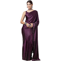 SIRIL Womens Hot Fixing Satin Silk Saree with Unstitched Blouse Piece (3111S415_Wine)