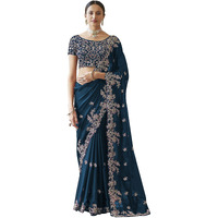 TRENDMALLS Womens Rangoli Silk Heavy Embroidred saree For women