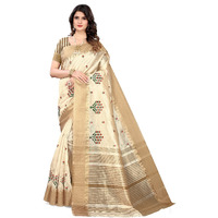 SERONA FABRICS Womens Assam Cotton Silk With Golden Border Thread Embroidery Saree With Blouse Piece