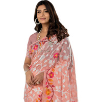 SIRIL Womens Cotton Jacquard Saree With Unstitched Blouse Piece (3417S215_Peach)