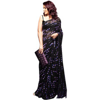 TRENDMALLS Womens Georgette Sequins with Embroidery Work Saree with Blouse Piece (K1050-Black)