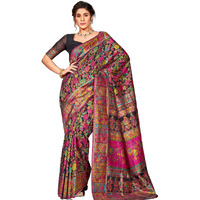 SWORNOF Womens Kanjivaram Banarasi Silk Patola Woven Design Saree With Unstitched Blouse Piece (BLACK)