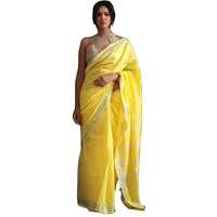 STB-SILK TEXTILES BHAGALPUR Womens Bhagalpuri Linen Saree With Blouse Piece (CTS-04_Yellow)