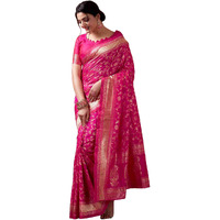 Sugathari Womens Banarasi Saree Pure Kanjivaram Silk Saree Soft new ladies 2023 Design Wear Pattu Sarees Latest Party Sari collections With Blouse Piece for Wedding sadi (SAN PARI-182 RANI)