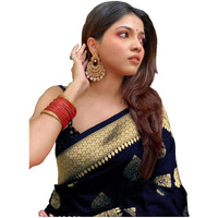 Sugathari Womens Banarasi Saree Pure Kanjivaram Silk Saree Soft new ladies 2023 Design Wear Pattu Sarees Latest Cotton Party Sari collections With Blouse Piece for Wedding sadi (PARI 122 BLACK)