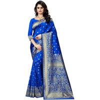 Sugathari Womens Banarasi Saree Pure Kanjivaram Silk Saree Soft new ladies 2023 Design Wear Pattu Sarees Latest Cotton Party Sari collections With Blouse Piece for Wedding sadi (SAM PARI-100 R BLUE)