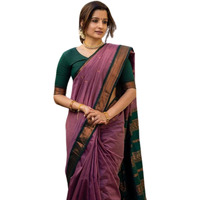 SGF11 Womens Kanjivaram Soft Lichi Silk Saree With Blouse Piece (Light Purple Green)