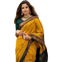 SGF11 Womens Kanjivaram Soft Lichi Silk Saree With Blouse Piece (Yellow Green)