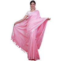 STB-SILK TEXTILES BHAGALPUR Womens Bhagalpuri Linen Saree With Blouse Piece (CTS-04_Pink)