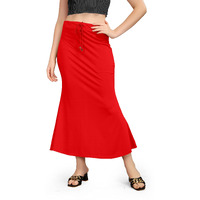 Kipzy Lycra Saree Shapewear, Long Skirt for Women for Beach, Night Out, Regular, Office, Party (Red, 2XL)