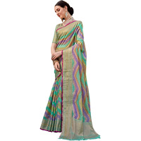 EthnicJunction Womens Blue Silk Blend Woven Saree With Blouse Piece