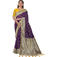 MANOHARI Heavy Banarasi Saree For Women With Unstitch Heavy Blouse Piece-1899-1 - Silk, Purple