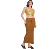 RANI SAAHIBA Womens Stretchy Slim Fishcut Petticoat Cotton Saree Shapewear(SHP31_L/XL_Caramel)