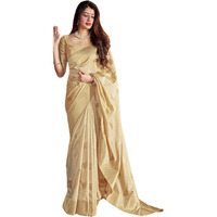 SGF11 Womens Kanjivaram Soft Silk Handloom Saree Golden Zari With Blouse Piece (Gold)