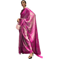 AKHILAM Womens Tie and Dye Crepe Printed Saree With Unstitched Blouse Piece (Pink_KLZE246014_RJ)